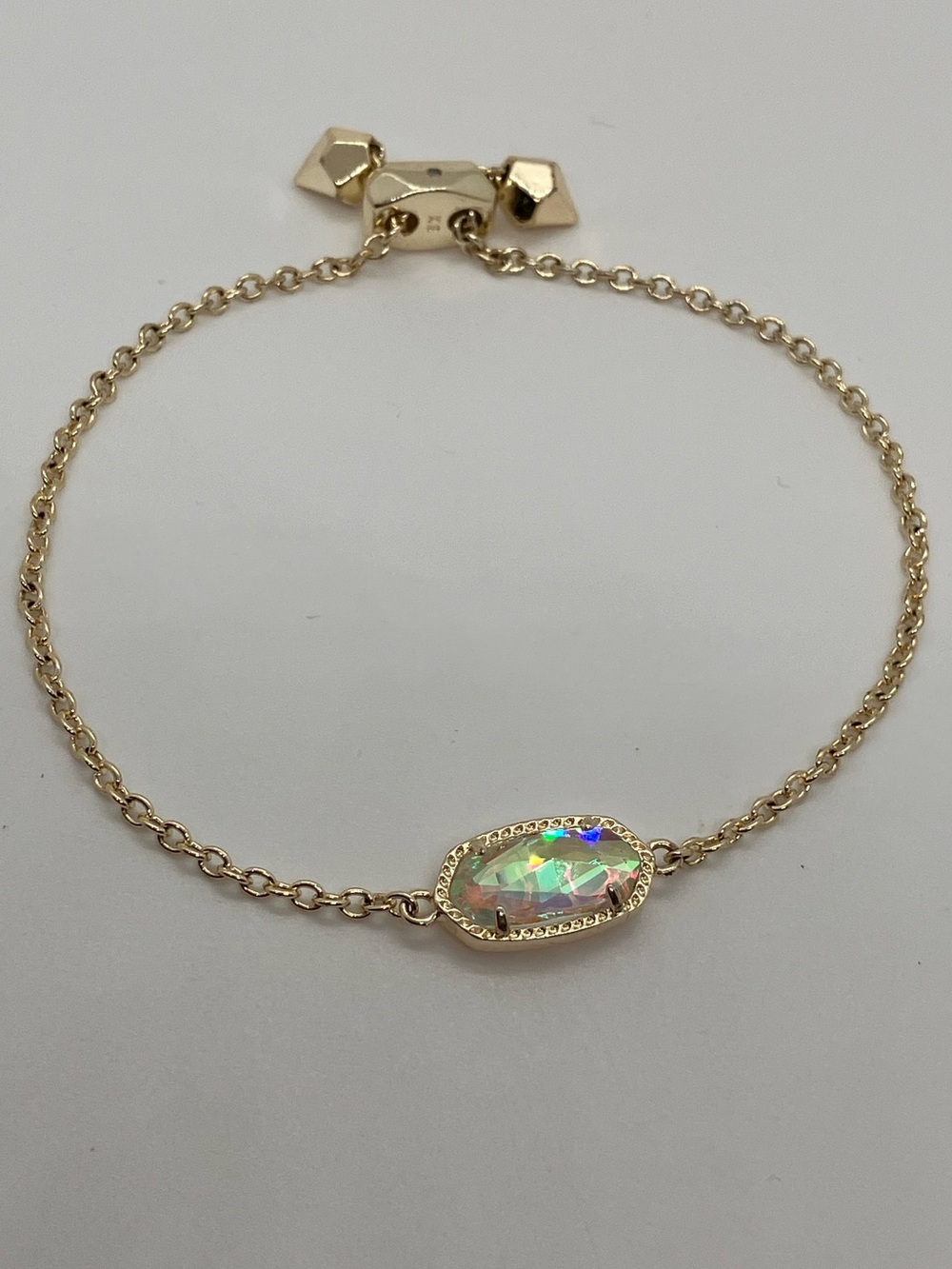 Kendra Scott Elaina Gold Tone Iridescent Aurora Dichroic Glass Adjustable Bolo